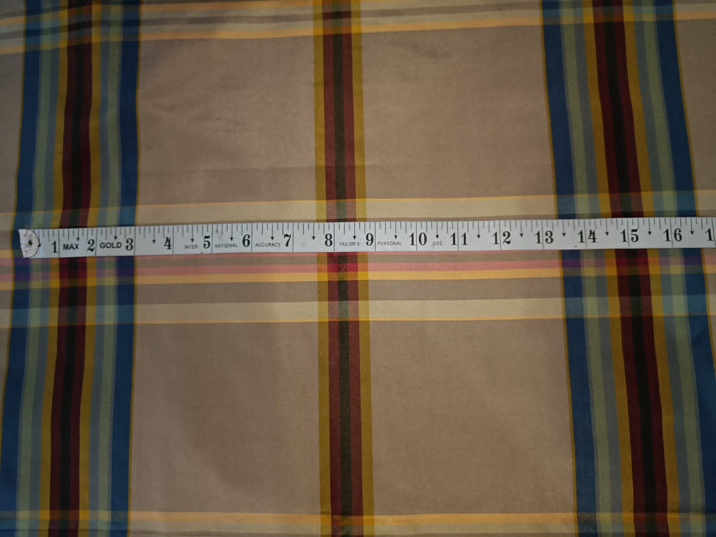 100% PURE SILK TAFFETA FABRIC PLAIDS FAWN,BLUE.BURGUNDY,MUSTARD PLAIDS 54" wide TAFNEWC5[2]