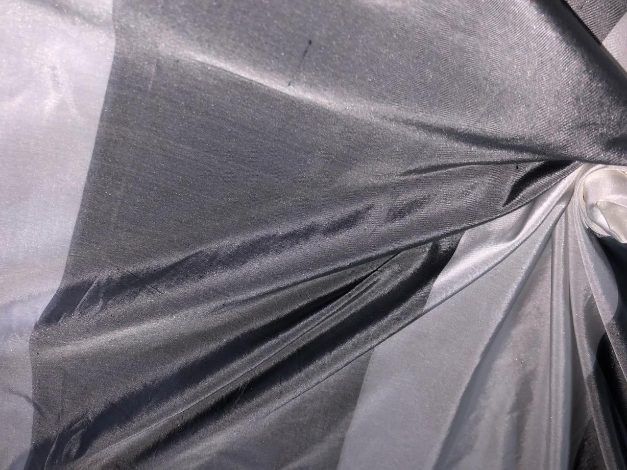 100% silk Taffeta grey and white ivory 7.75 inch Stripes Selvedge to Selvedge 54" long TafS170