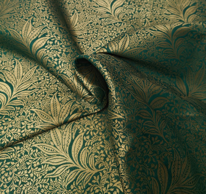 silk brocade dress fabric Red Mums Floral