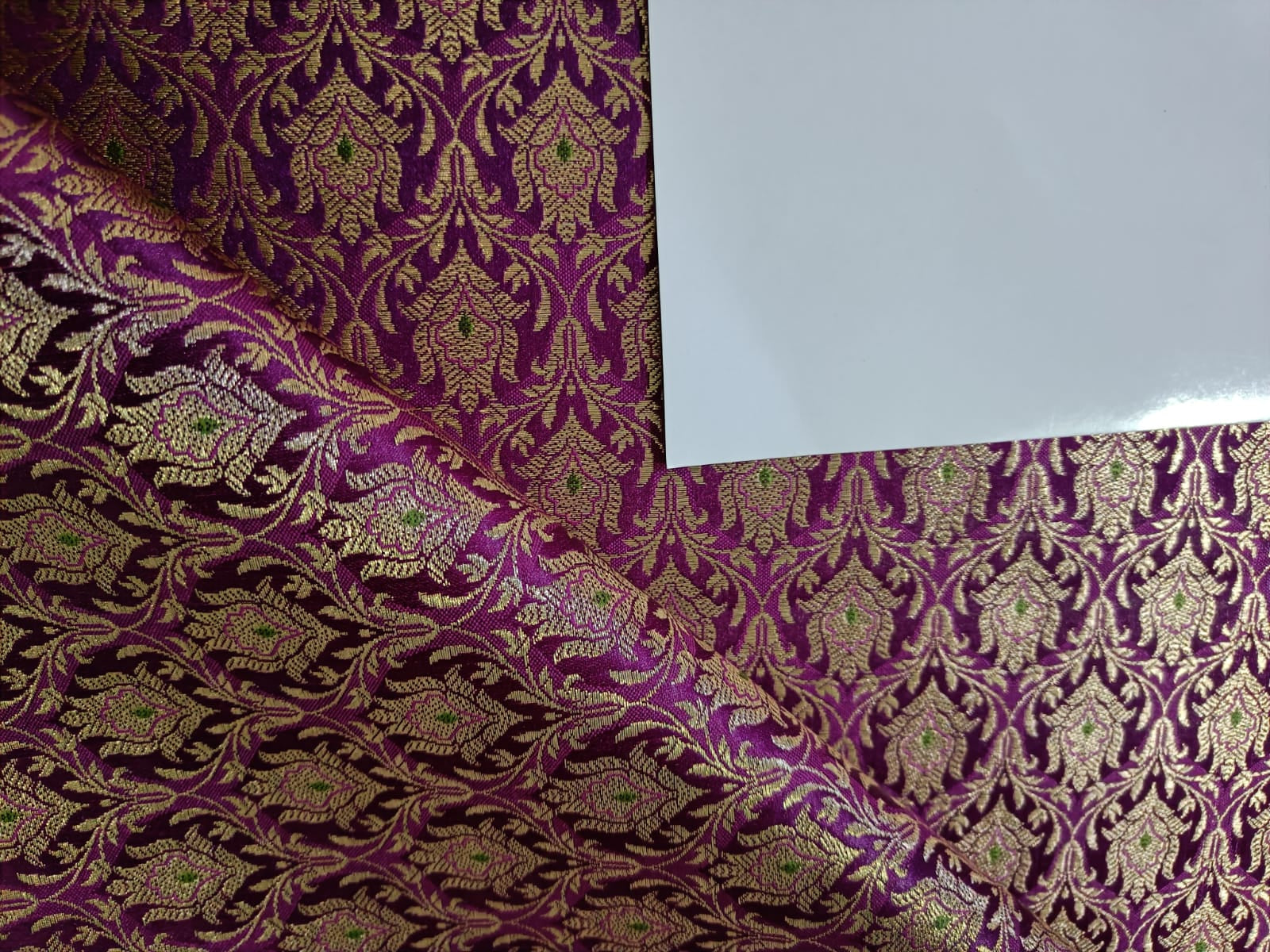 Pure Silk Brocade Fabric Rust,Copper & Purple color 44" BRO94 –