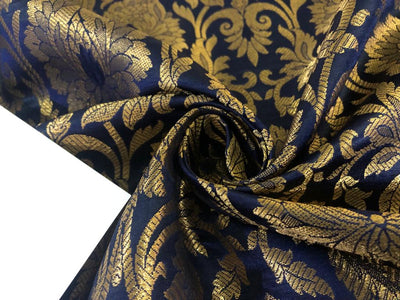 Silk Brocade fabric 44" wide Floral Jacquard available in 5 colors BRO 918 NAVY, GREEN ,DEEP BURGANDY,GOLD,RED[15714-15718]