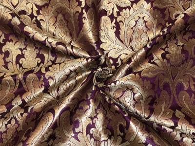 Silk Brocade fabric king khab WINE X METALIC GOLD 44" wide BRO1086[3]