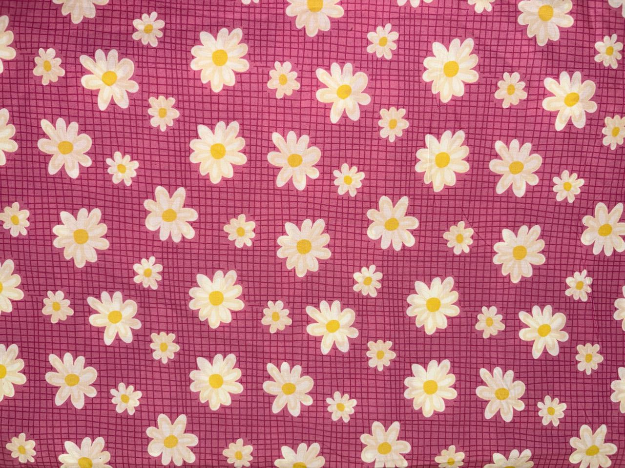 100% Cotton Poplin pink plaids with floral motif print 58" wide [18524]