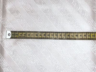 Silk Brocade fabric white ivory horizontal paisley stripes BRO1086[1]