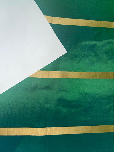 Silk Tafeta Fabric Iridescent Green x Blue satin stripe 54&quot; wide TAF#S92