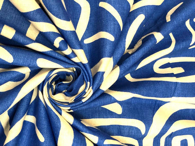 100% Cotton Poplin Blue and white abstract  print 58" wide [18552]