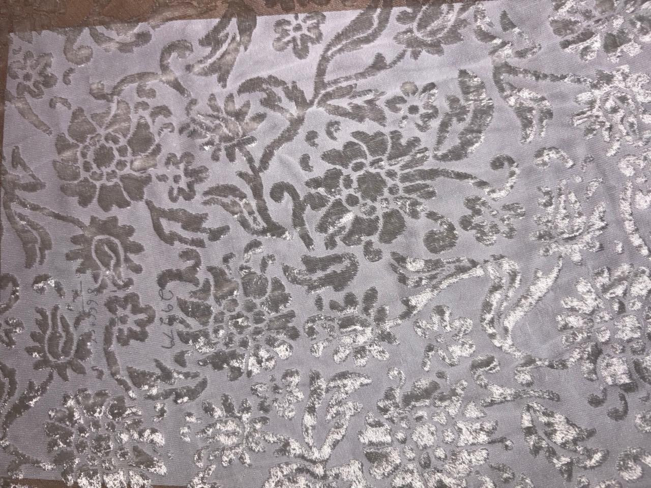 White Devore Viscose Burnout Velvet fabric ~ 44" wide available in 3 designs floral vines, abstract rose and floral [18291/92/93]
