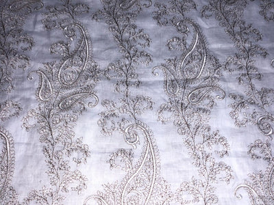 100% Linen  Kashmiri Embroidered fabric paisleys 58" wide available in 3 colors ivory with pink paisleys ,camel with navy paisley and ivory with beige paisley