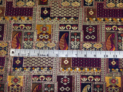 Silk Brocade fabric squares and rectangle motifs with intricate designs within available in pinks ,navy and deep bottle green  BRO1095