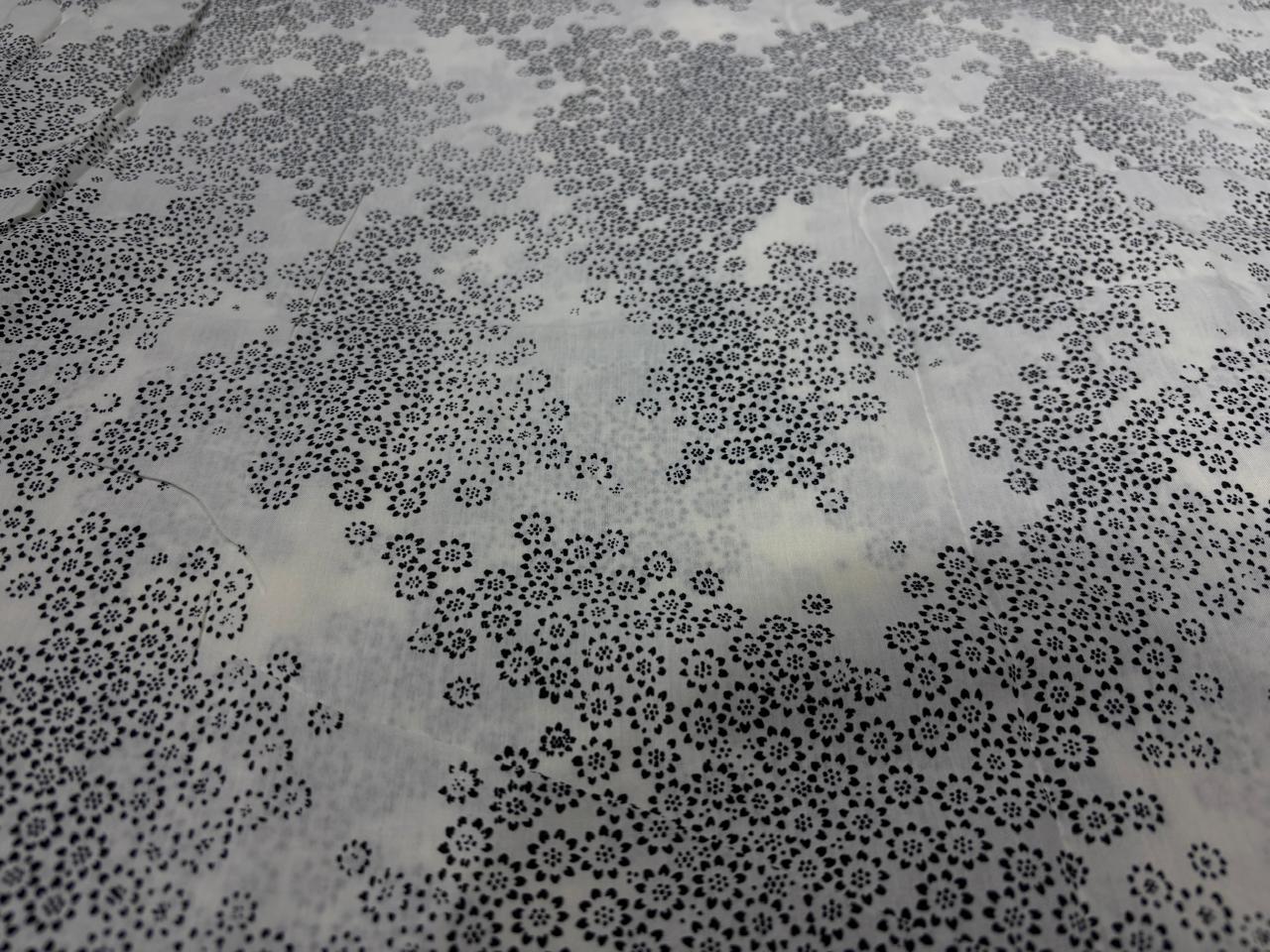 Sushi Voile  PRINTED Fabric  58" wide IVORY WITH SMALL BLACK FLORAL PRINT [17113]