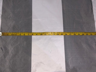 100% silk Taffeta grey and white ivory 7.75 inch Stripes Selvedge to Selvedge 54" long TafS170