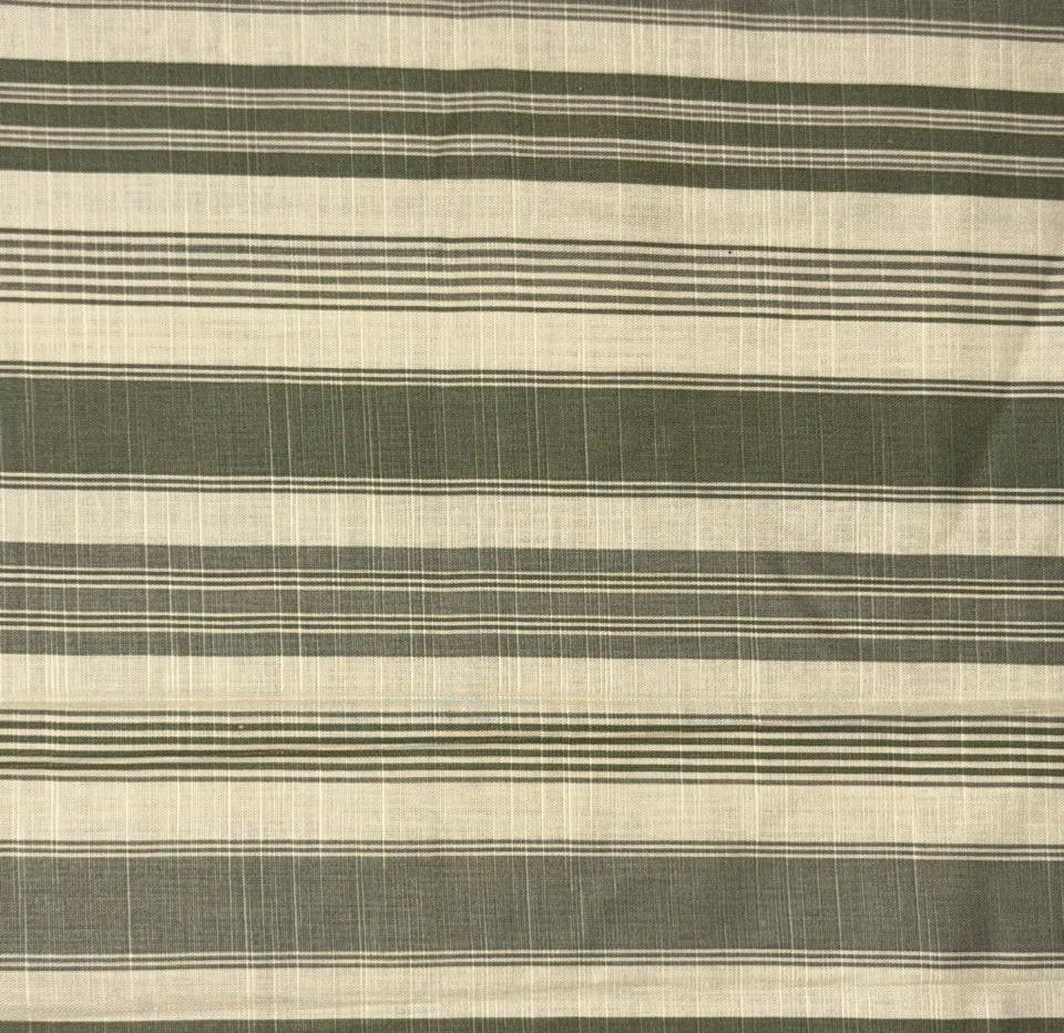 100% Cotton Poplin 58" wide  olive green and white ivory  stripes [18325]