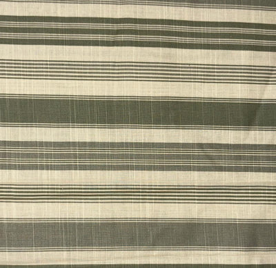100% Cotton Poplin 58" wide  olive green and white ivory  stripes [18325]