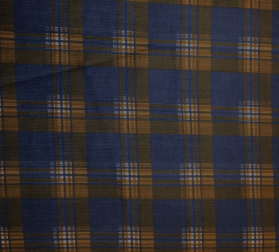 100% cotton plaids royal blue ,white and brown 56" wide [18345]