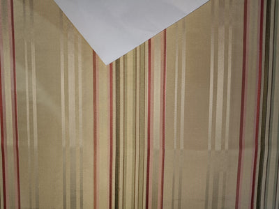 100% Silk Taffeta Fabric Butter/Cream/Gold ,pink and green stripes 54" wide TAFS108