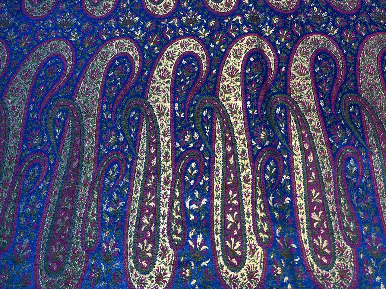Silk Brocade fabric multi color paisleys available in 2 colors royal blue and red  BRO1093[1/2]