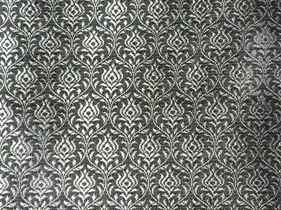 Brocade Fabric Grey with silver all over motif Jacquard 44" BRO1028[1]
