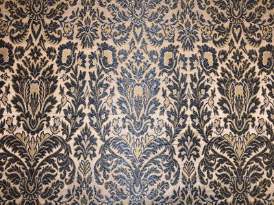 Silk Brocade fabric ivory with teal   floral  jacquard BRO1005[3]