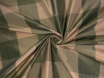 100% Silk tafetta plaids  pastel green,mint green, green and golden cream [tafnewc20roll]