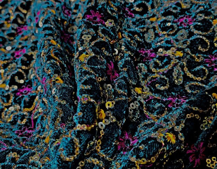 Micro Velvet Fabric Embroidered 44
