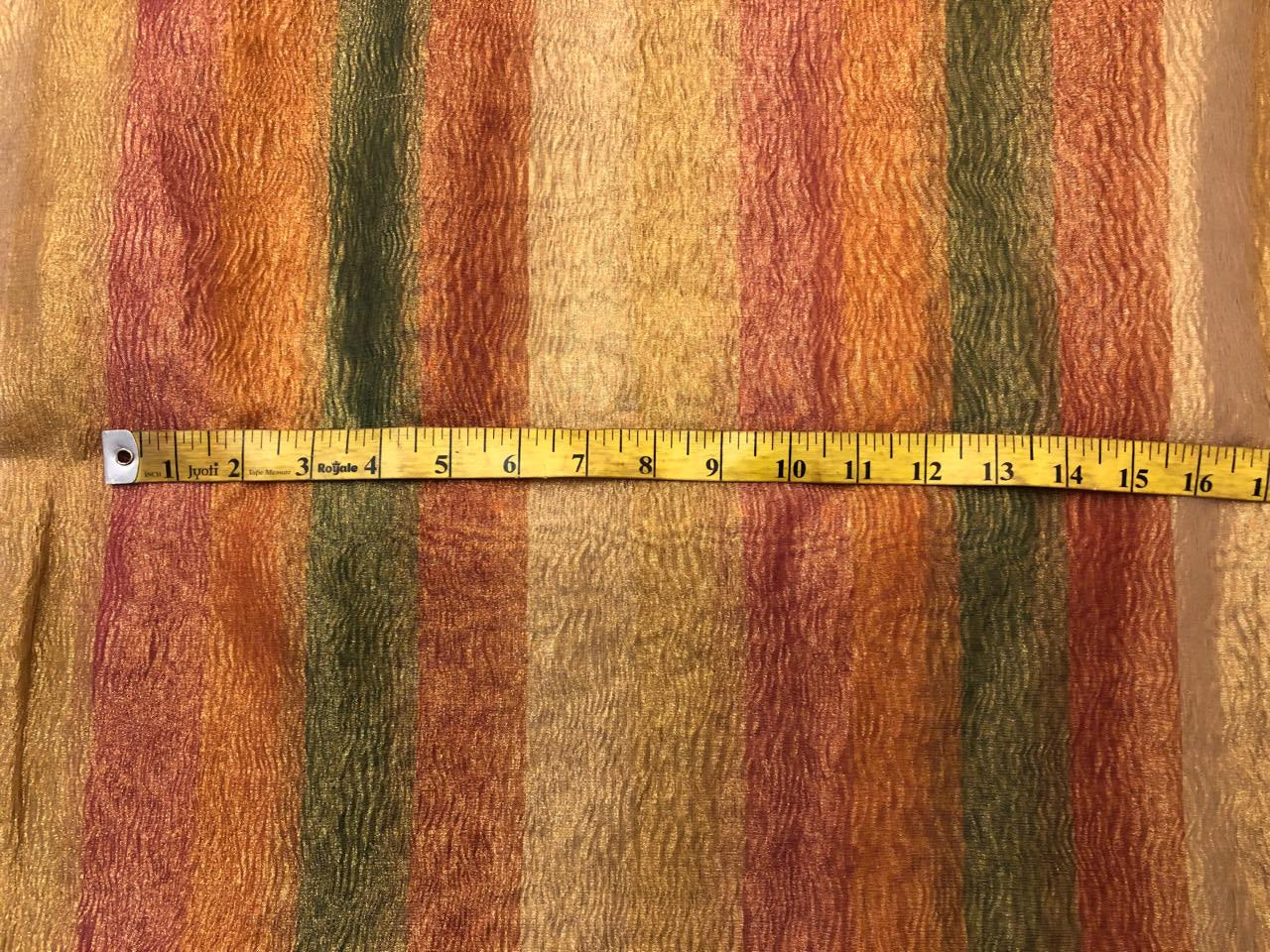 Tissue Crushed  gold with color stripes of multi color 44" wide  [18498]