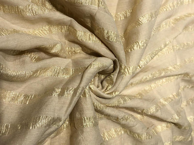 SILK  Crushed MUGA SILK TISSUE STRIPES available in 2 colors crinkle gold x gold stripe/dark ivory x copper/golden cream x silver stripe[17746/47]