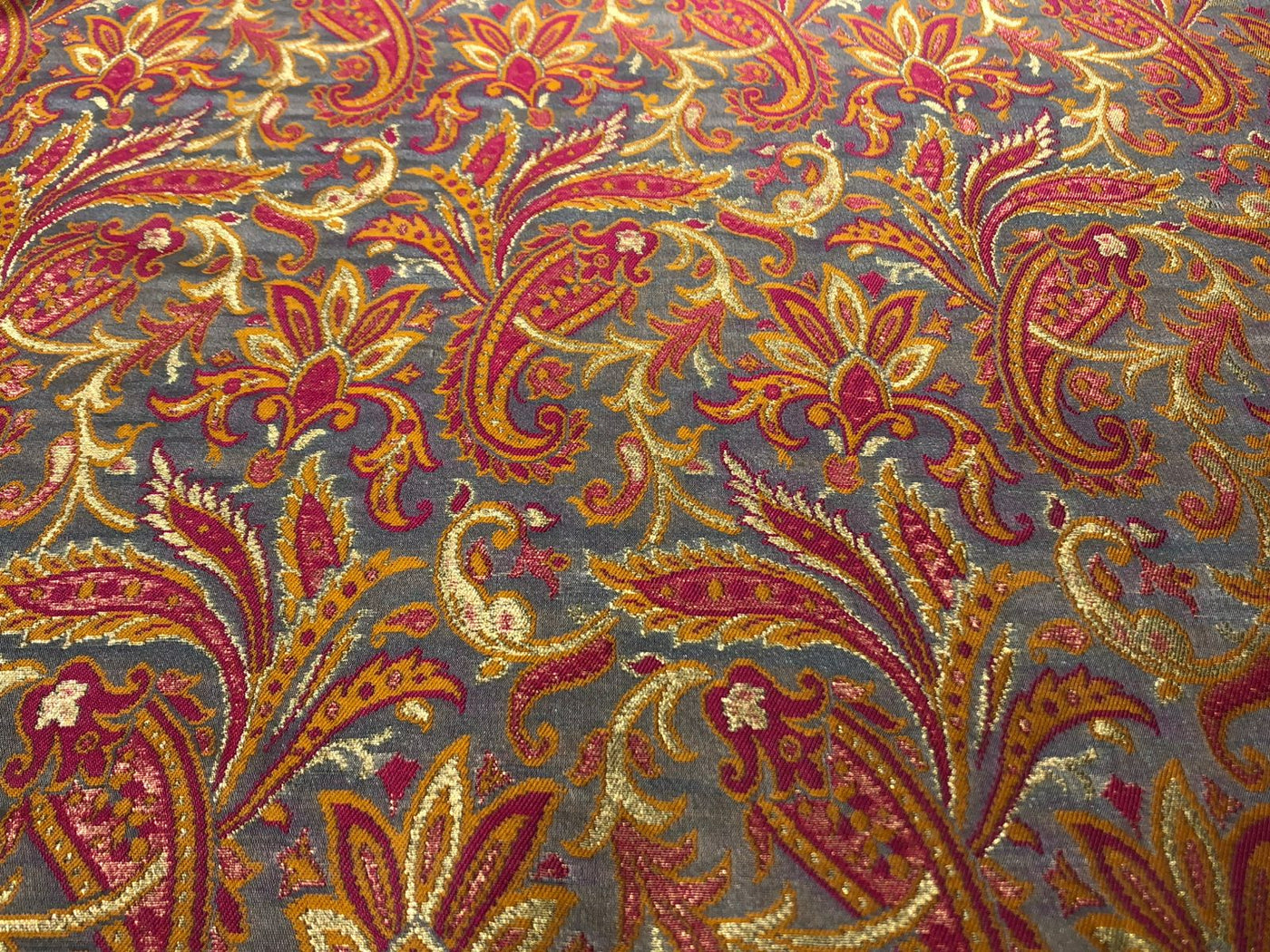Silk Brocade fabric 44" floral, paisley with gold metallic jacquard available in 3 colors pink,peach,mango/mint green,pink,mango and silver grey,pink,mango BRO1058