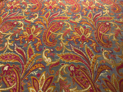 Silk Brocade fabric 44" floral, paisley with gold metallic jacquard available in 3 colors pink,peach,mango/mint green,pink,mango and silver grey,pink,mango BRO1058