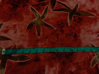 Linen Print red with star fish  vacation/beach print 58" wide [18279]