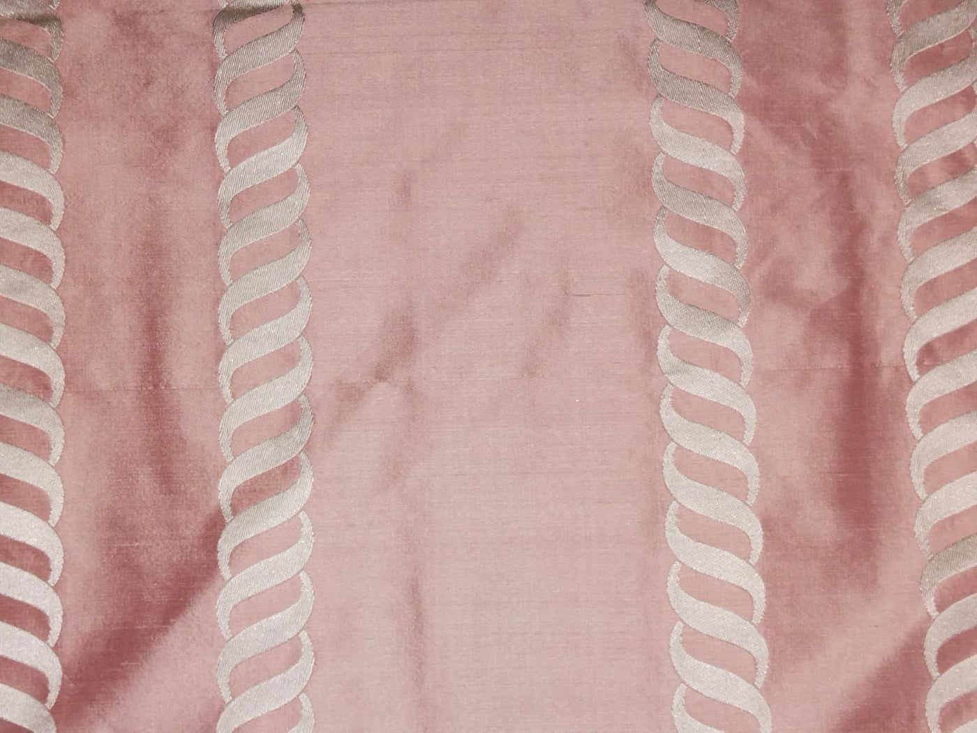 Silk Dupioni with Satin  pink and ivory jacquard stripe 54" wide DUPSJ4[1]