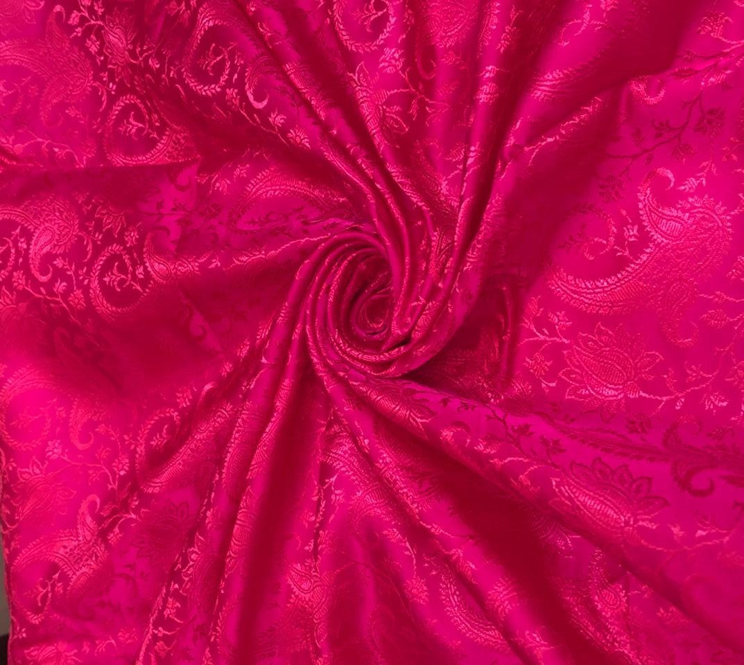 Silk Brocade fabric self jacquard paisleys available in 3 colors red , pink and coral BRO1100[1/2/3]