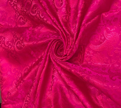 Silk Brocade fabric self jacquard paisleys available in 3 colors red , pink and coral BRO1100[1/2/3]