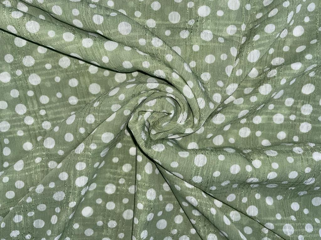 Chiffon printed fabric DOTS 57" wide available in four colors grey, green, beige and pink [14032-14035]