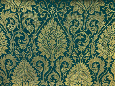 Silk Brocade fabric teal with gold metallic  jacquard 44" wide [BRO1097[2]