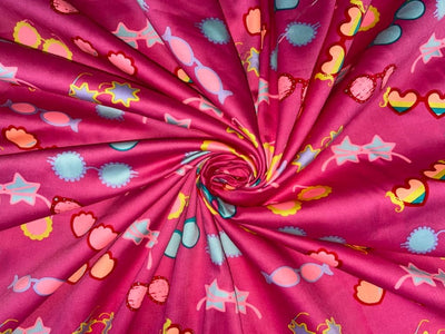 Satin fabric LIVA Bubble Gum Print 58" wide