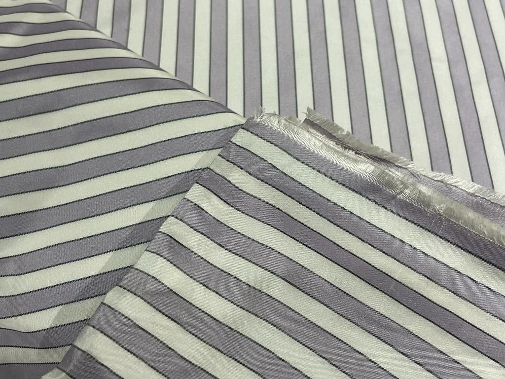 SILK TAFFETA Fabric Light Lilac,Ivory &amp; Black color STRIPES 54" wide TAF#S119