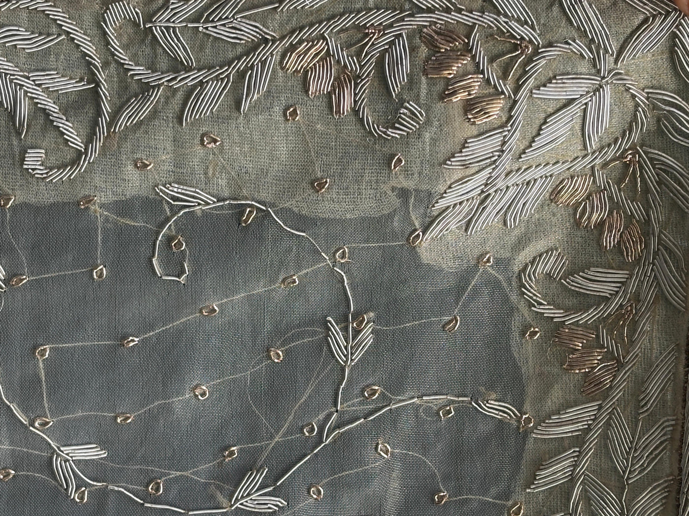 Table  Cover in gold tissue square 37 inch x 37 inch full zardozi embroidered gold [17688]