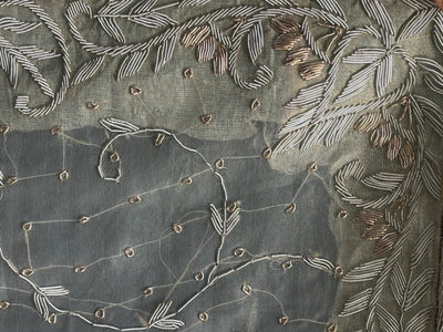 Table  Cover in gold tissue square 37 inch x 37 inch full zardozi embroidered gold [17688]