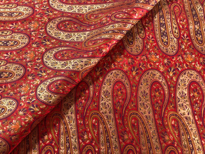 Silk Brocade fabric multi color paisleys available in 2 colors royal blue and red  BRO1093[1/2]