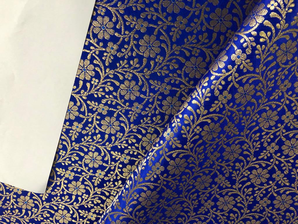 Silk Brocade fabric 44" wide Floral Jacquard available in 2 colors Bright green and Royal blue BRO916[15698/99]