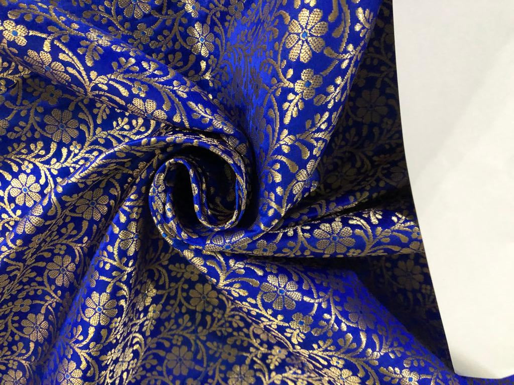 Silk Brocade fabric 44" wide Floral Jacquard available in 2 colors Bright green and Royal blue BRO916[15698/99]