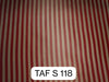 100% SILK TAFFETA Fabric Red & Cream color 4MM STRIPES 54" wide TafS118