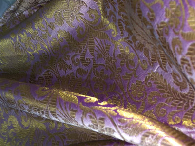Silk Brocade fabric 44" wide with metallic gold jacquard  lilac color BRO805(2)NEW/BRO825[2]