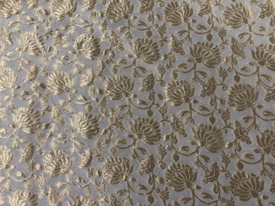 100% Silk CHIFFON fabric available in 3 colors white ivory and silver /white ivory and gold/white ivory and white gold BRO932[1/2/3]