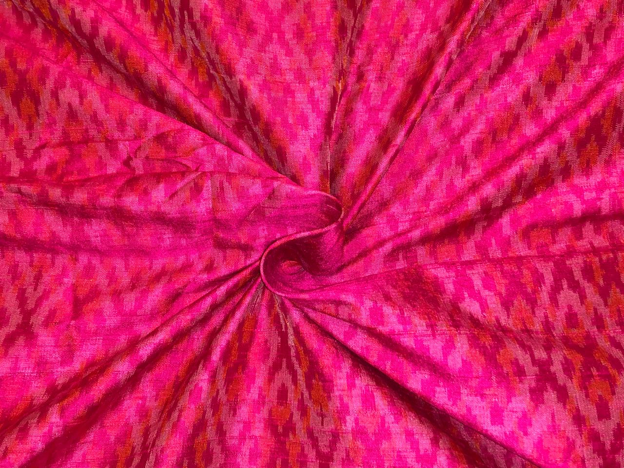 100% pure silk dupion ikat fabric pink color 44" wide available in 3 combinations[18470/71/72]