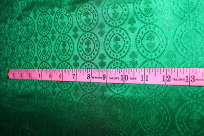 100% PURE SILK BROCADE VESTMENT FABRIC Green color 44" wide BRO365[2]
