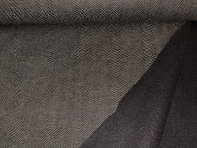Wool Blended herringbone Cord Weave fabric fused with black light wool black and charcoal 147 cms wide [18398]