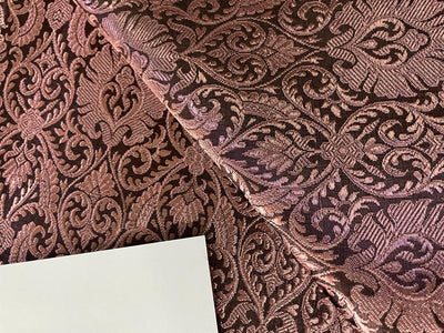 SILK BROCADE FABRIC Antique Rose Gold & Black 44" wide BRO322[2]