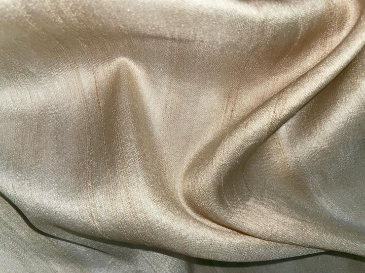 100% TUSSAR GEORGETTE SATIN SILK NATURAL COLOR FABRIC 44