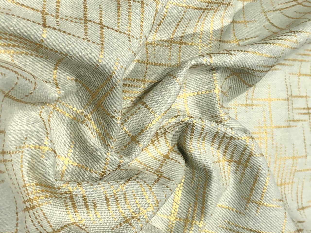 100% Cotton Denim Fabric with foil print 58" wide available in 3 colors light dusty green, light blue and darker blue[17720/21/22]